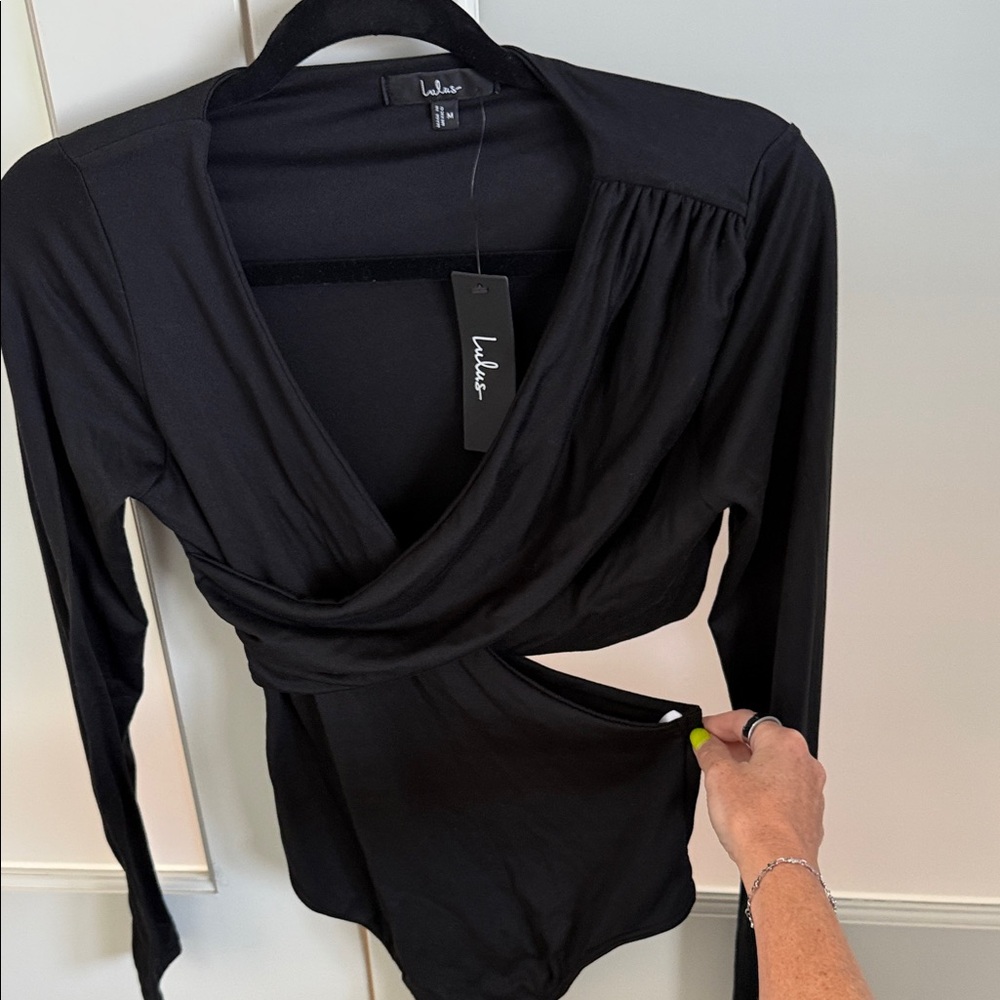 Lulu's Elegant Black Bodysuit